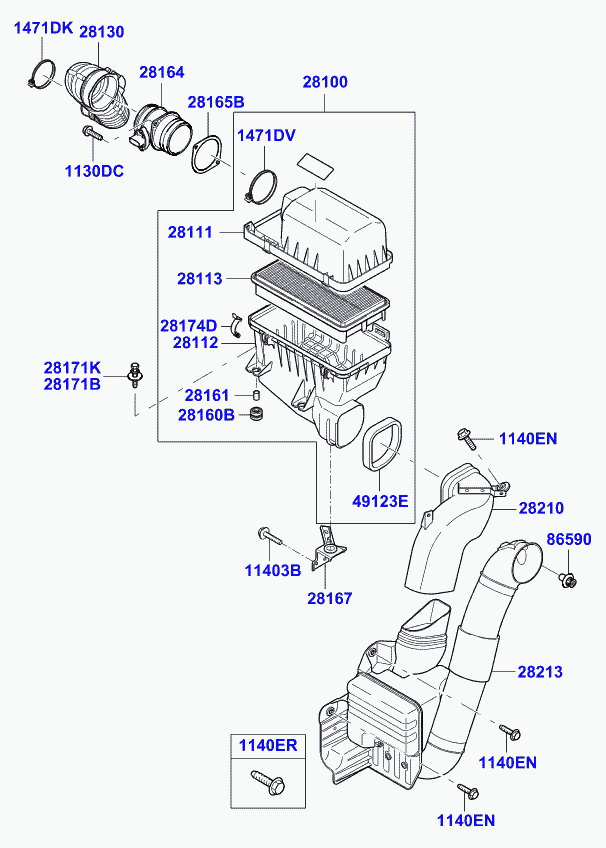 KIA 28113 4D000 - Gaisa filtrs adetalas.lv