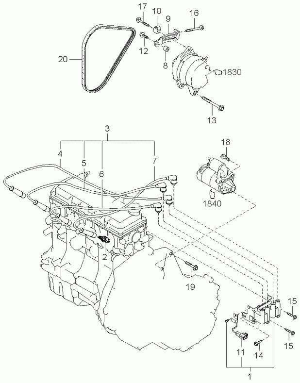 KIA 0K30A-18-140A - Augstsprieguma vadu komplekts adetalas.lv