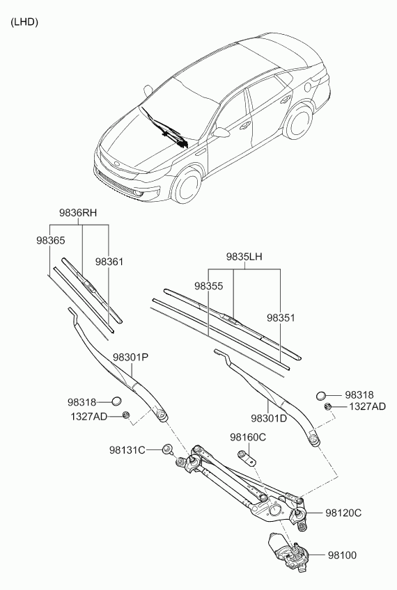 Hyundai 98360D4000 - Stikla tīrītāja slotiņa adetalas.lv