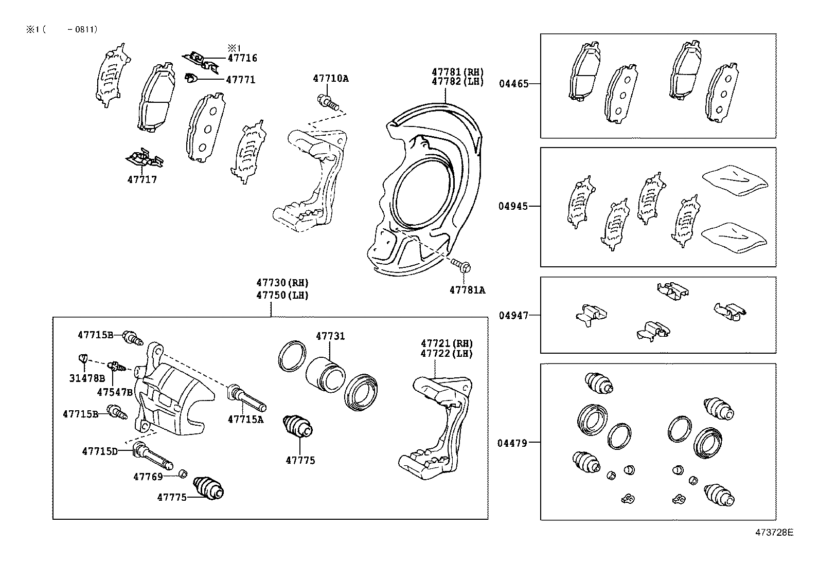 TOYOTA 04465-48100 - Bremžu uzliku kompl., Disku bremzes adetalas.lv