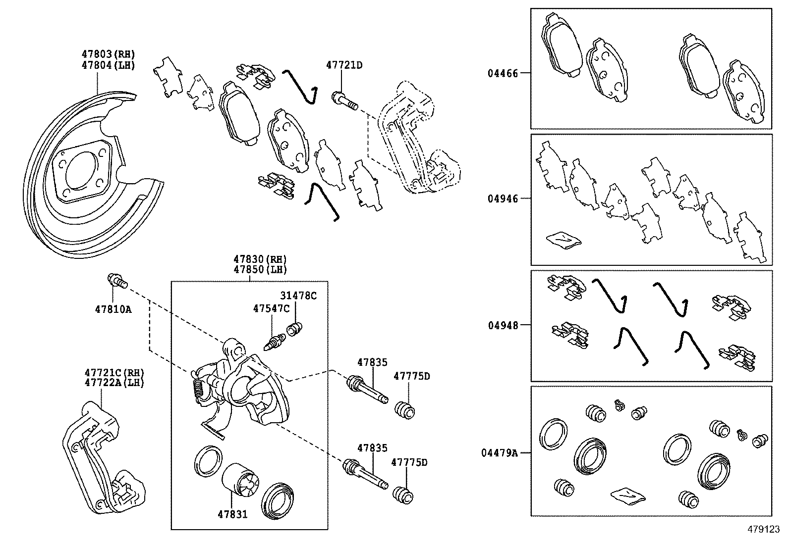 TOYOTA 0446647030 - Bremžu uzliku kompl., Disku bremzes adetalas.lv