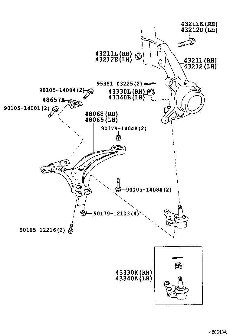 LEXUS 48069-48010 - Neatkarīgās balstiekārtas svira, Riteņa piekare adetalas.lv