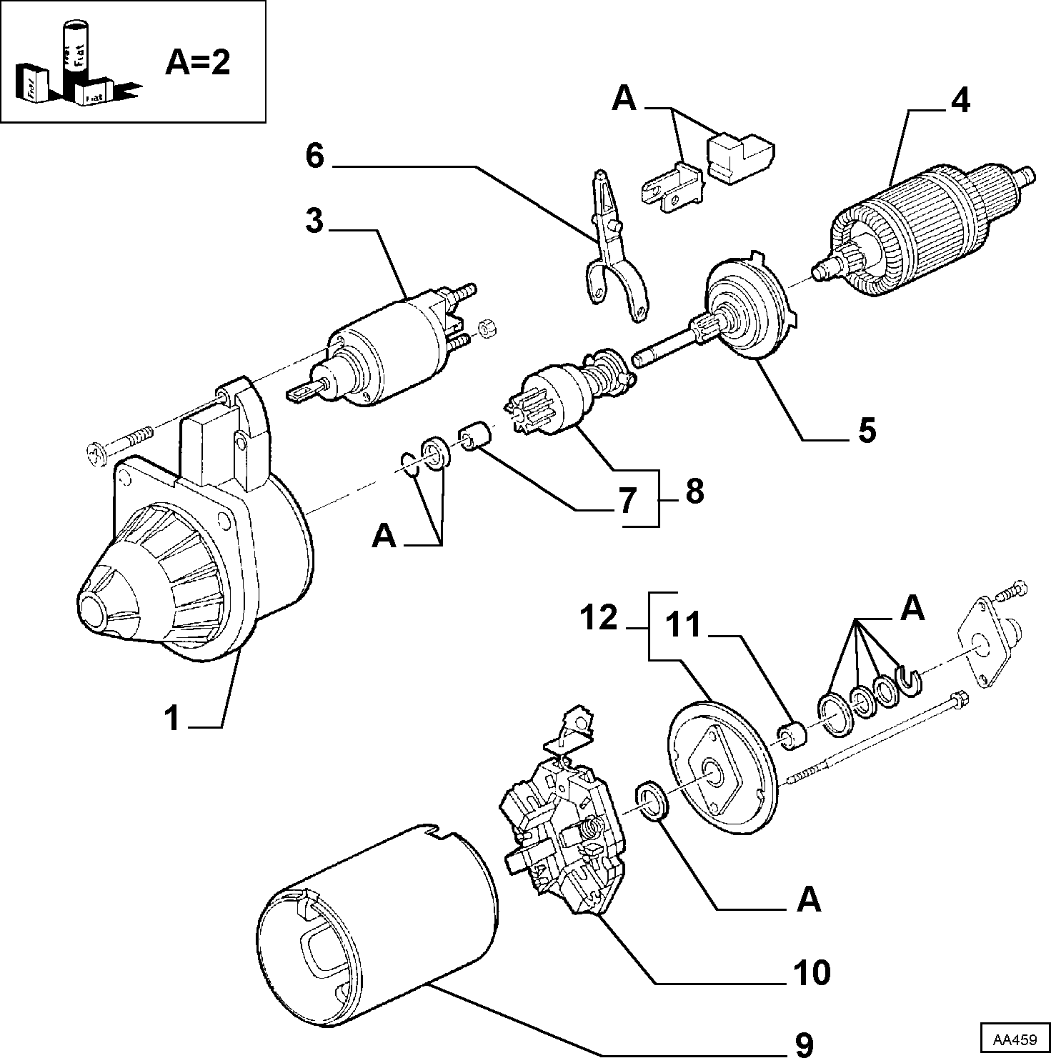 FIAT 9947400 - Ievilcējrelejs, Starteris adetalas.lv