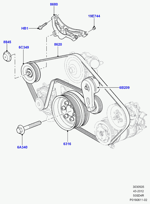 Land Rover LR011345 - Ķīļrievu siksna adetalas.lv