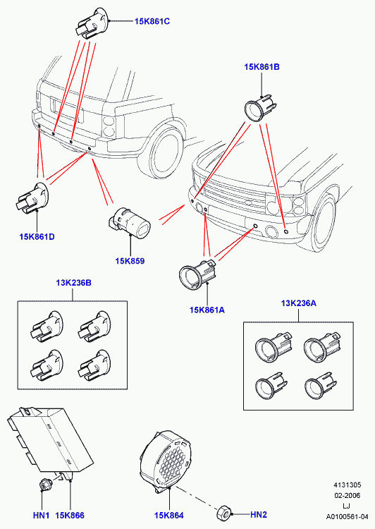 Land Rover YDB000121PNF - Devējs, Parkošanās palīgsistēma adetalas.lv