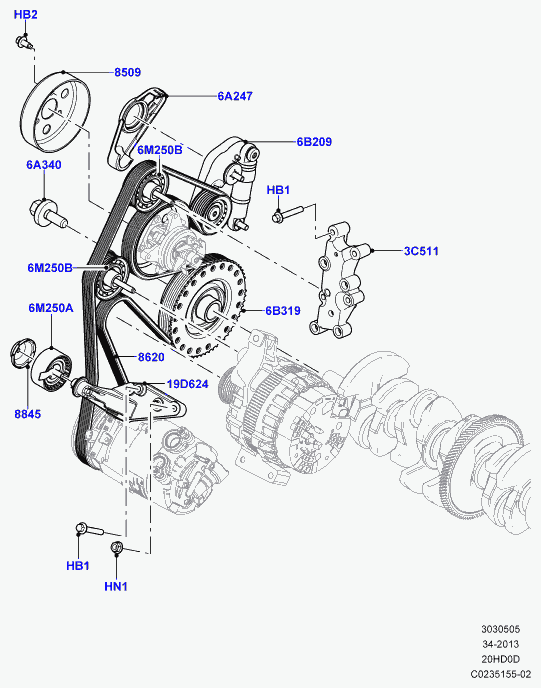 Land Rover LR025252 - Piedziņas skriemelis, Kloķvārpsta adetalas.lv