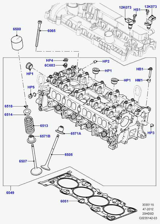 Land Rover LR024975 - Blīve, Motora bloka galva adetalas.lv