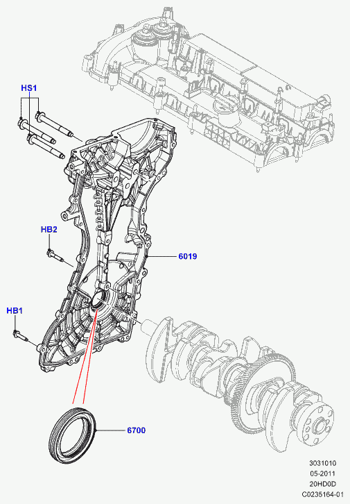 Land Rover LR0 25013 - Vārpstas blīvgredzens, Kloķvārpsta adetalas.lv