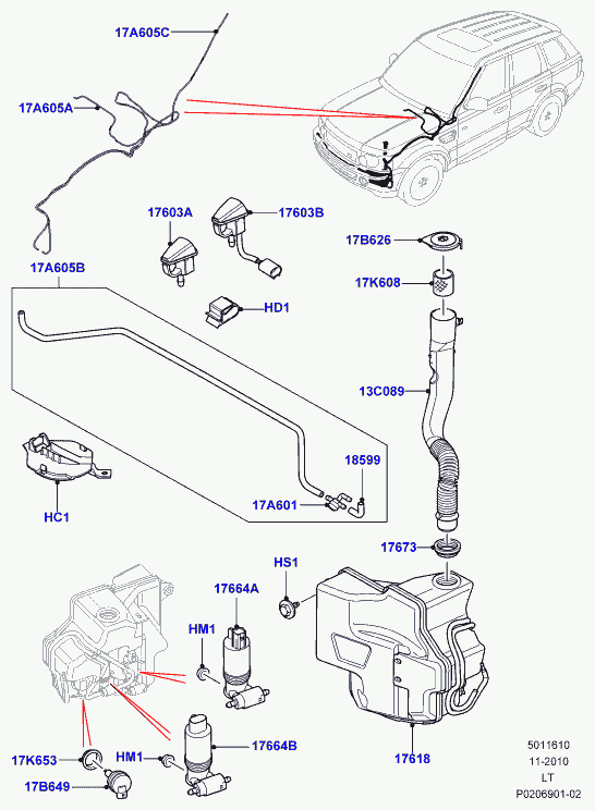 Land Rover LR 013950 - Ūdenssūknis, Lukturu tīrīšanas sistēma adetalas.lv