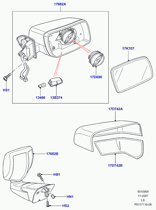 Land Rover CRP500031 - Ārējais atpakaļskata spogulis adetalas.lv