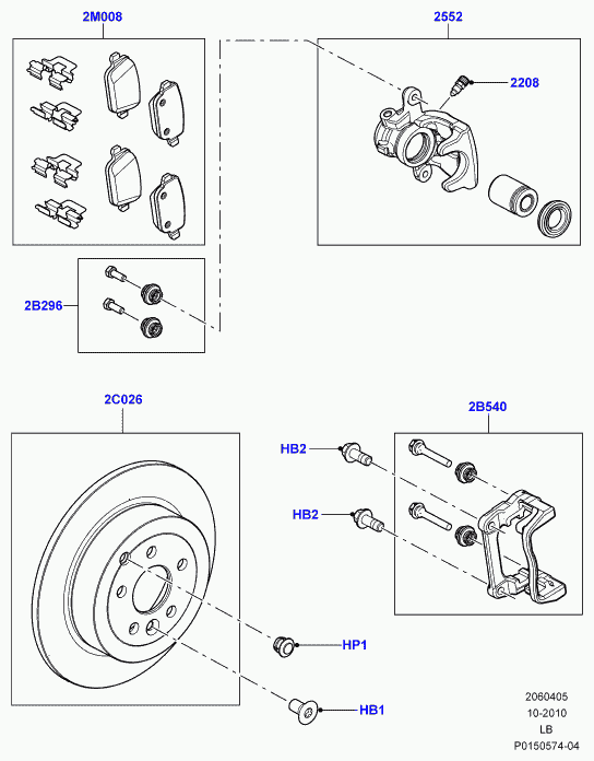 Rover LR 003657 - Bremžu uzliku kompl., Disku bremzes adetalas.lv