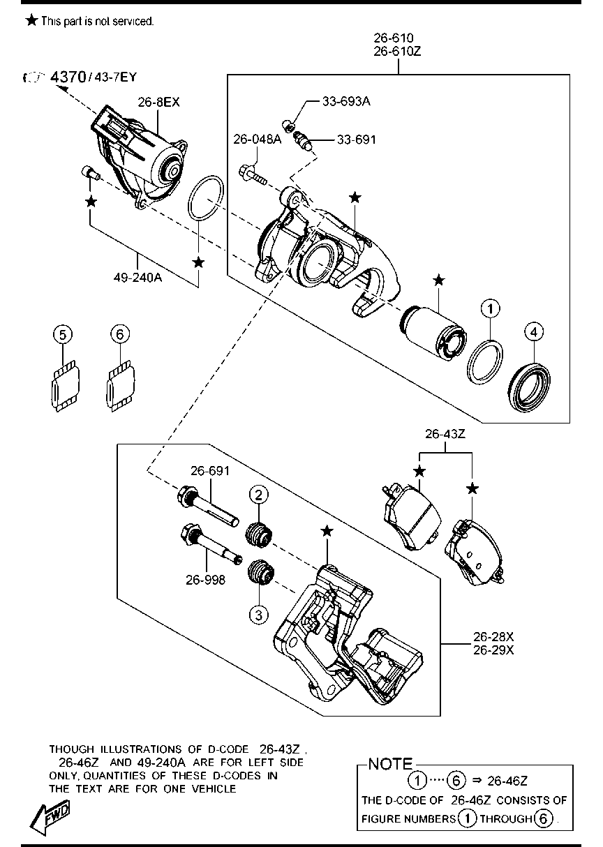 MAZDA GMY0-26-43Z - Bremžu uzliku kompl., Disku bremzes adetalas.lv