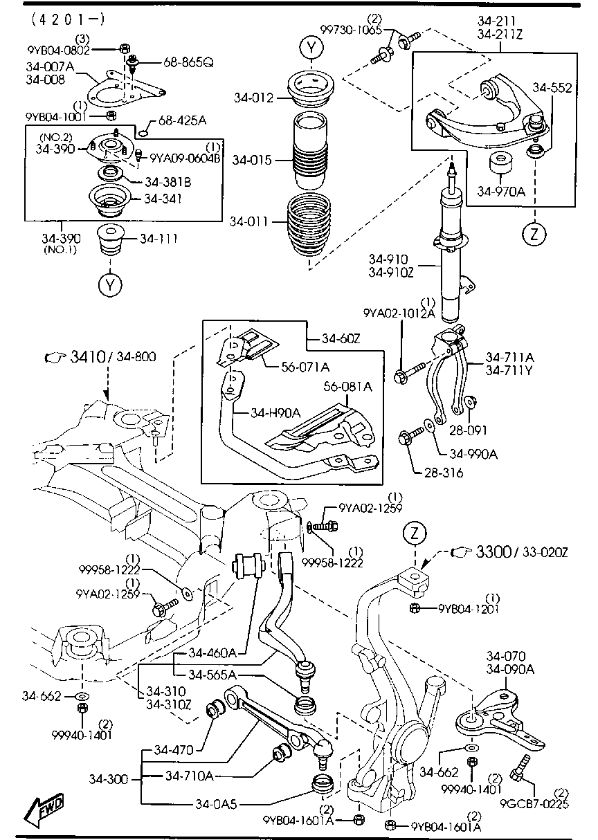 MAZDA GJ6A-34-541 - Remkomplekts, Balst / Virzošais šarnīrs adetalas.lv