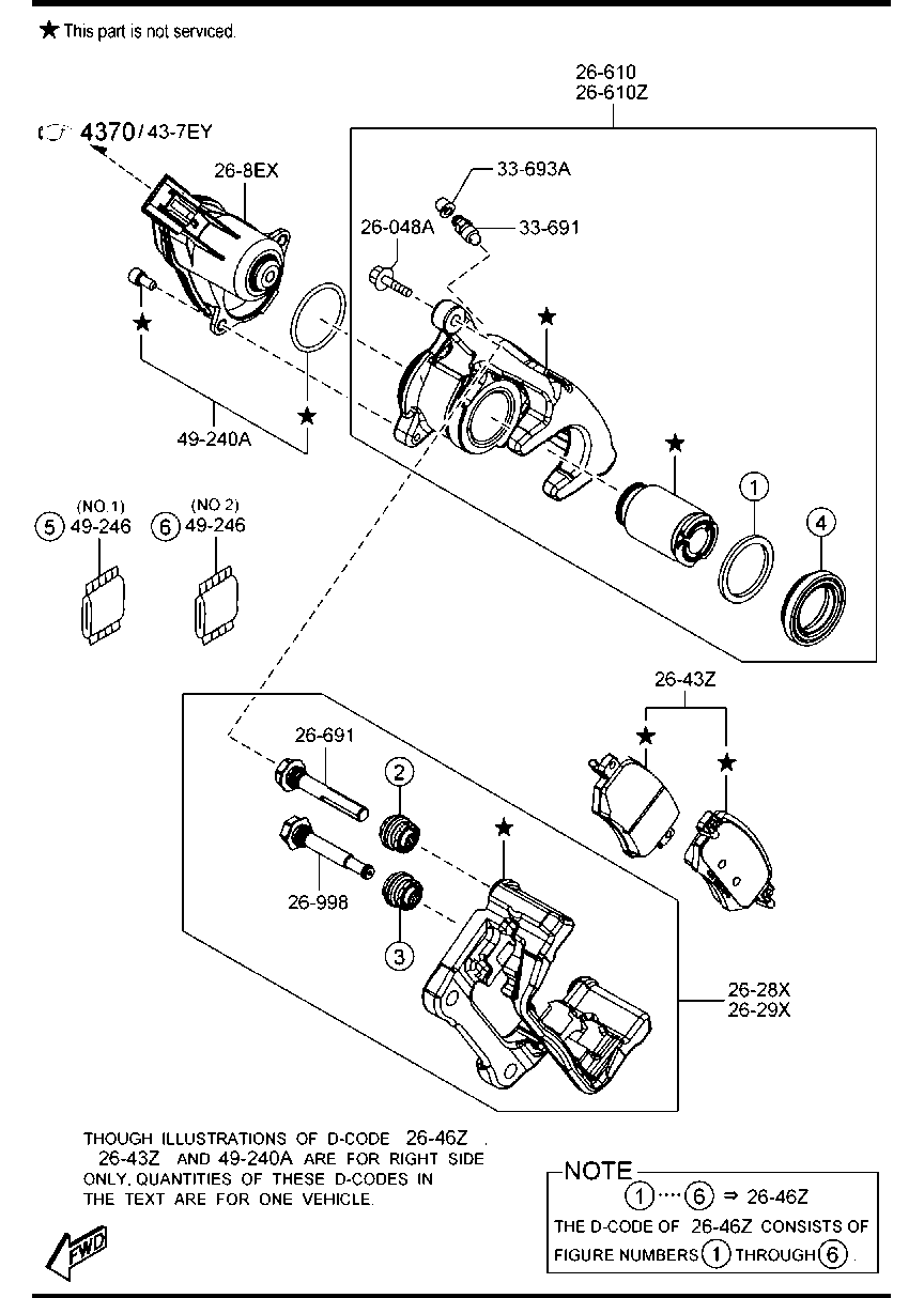 MAZDA GMY0-26-43ZA - Bremžu uzliku kompl., Disku bremzes adetalas.lv