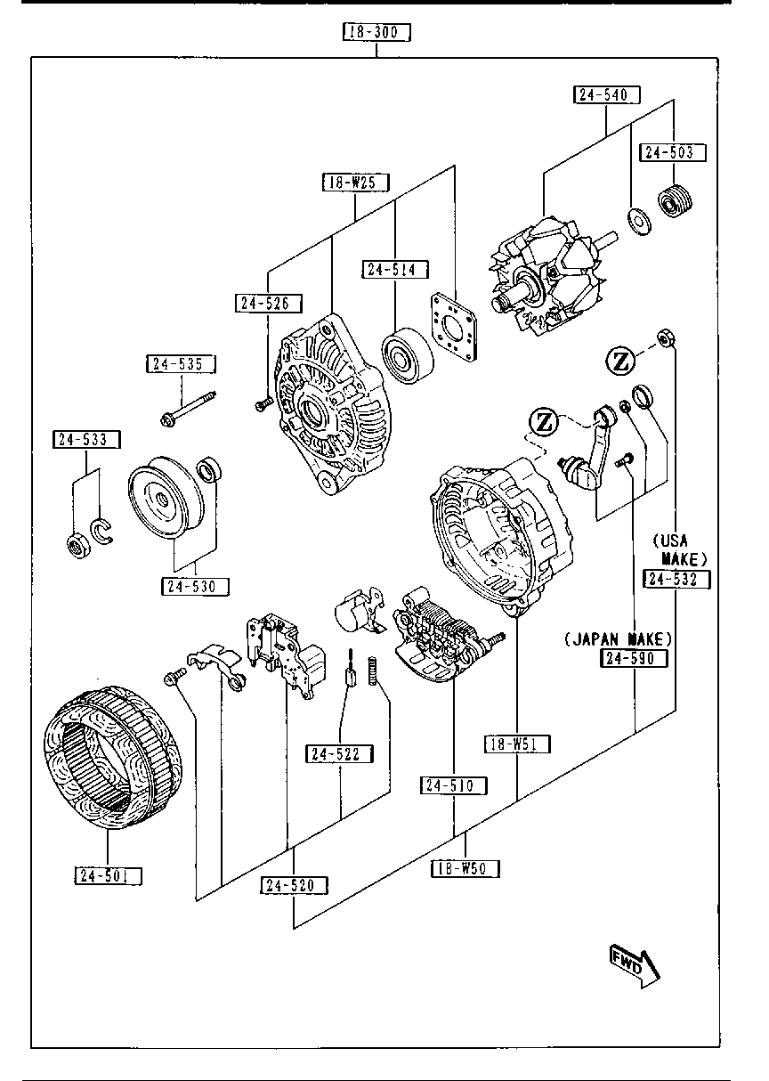 MAZDA JE48-18-W70 - Ģeneratora sprieguma regulators adetalas.lv