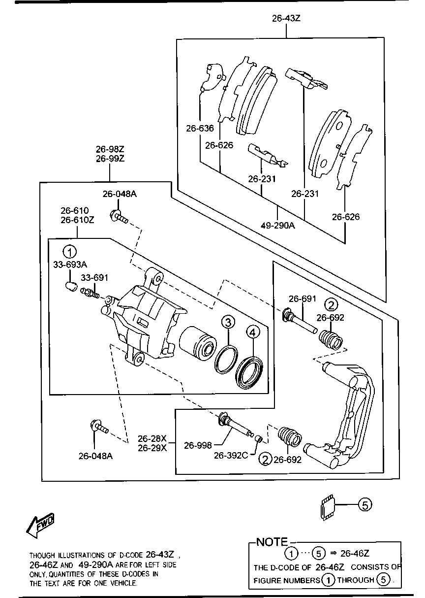 MAZDA L2Y7-26-43Z - Bremžu uzliku kompl., Disku bremzes adetalas.lv