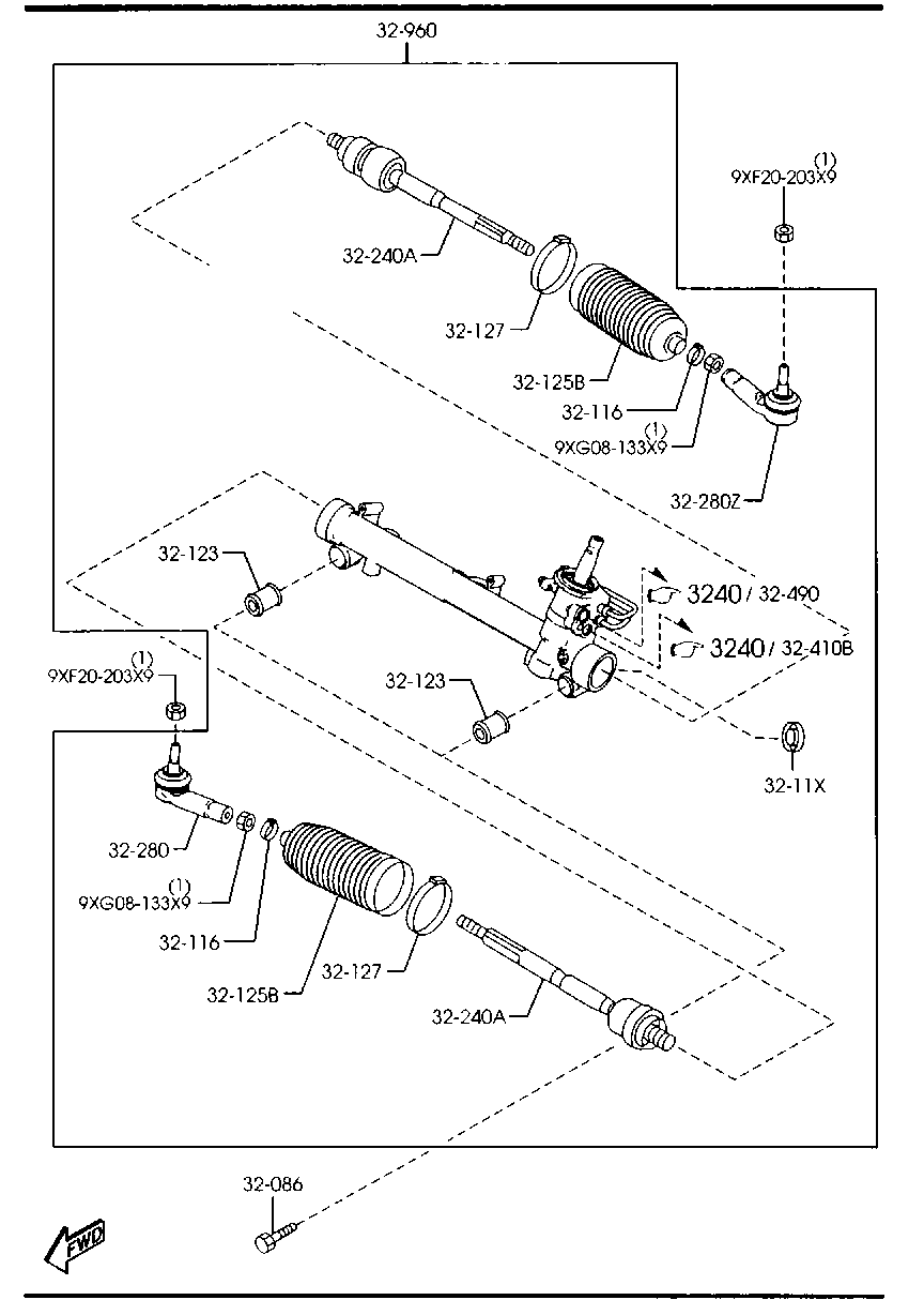 FORD DE90-32-240 - Aksiālais šarnīrs, Stūres šķērsstiepnis adetalas.lv