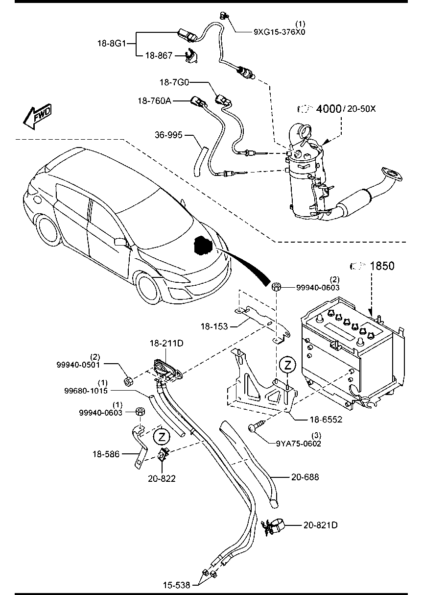 MAZDA Y650-18-215A - Devējs, Izplūdes gāzu spiediens adetalas.lv