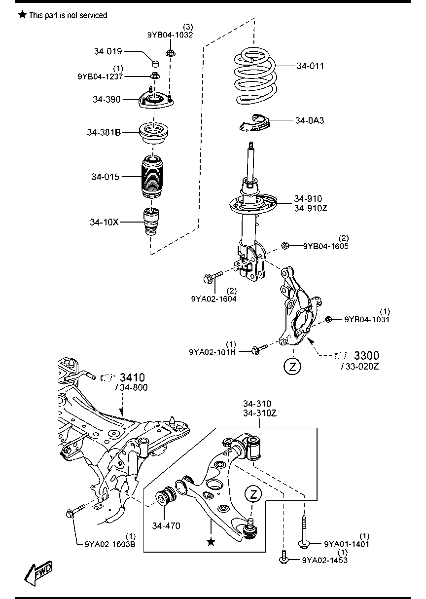 MAZDA GHP9 34 350A - Neatkarīgās balstiekārtas svira, Riteņa piekare adetalas.lv