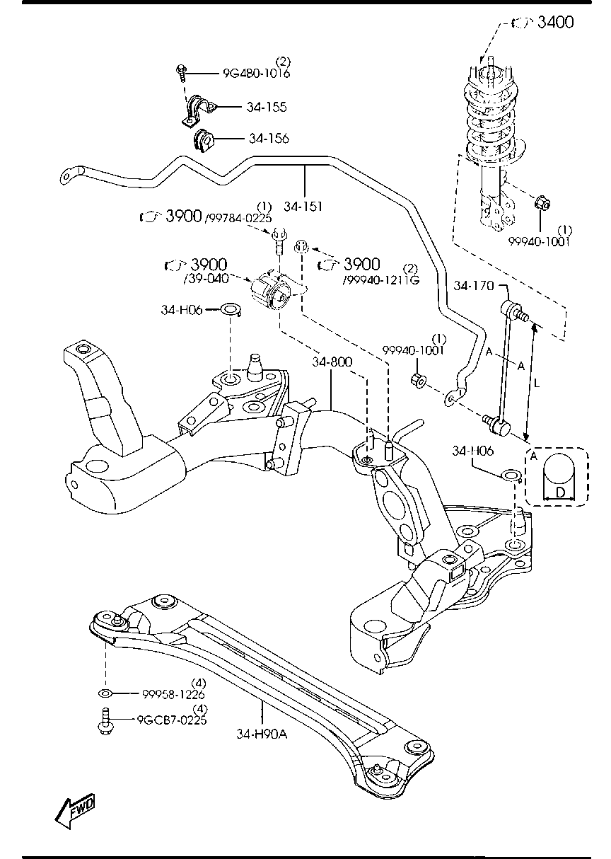 FORD LC62-34-170 - Stiepnis / Atsaite, Stabilizators adetalas.lv