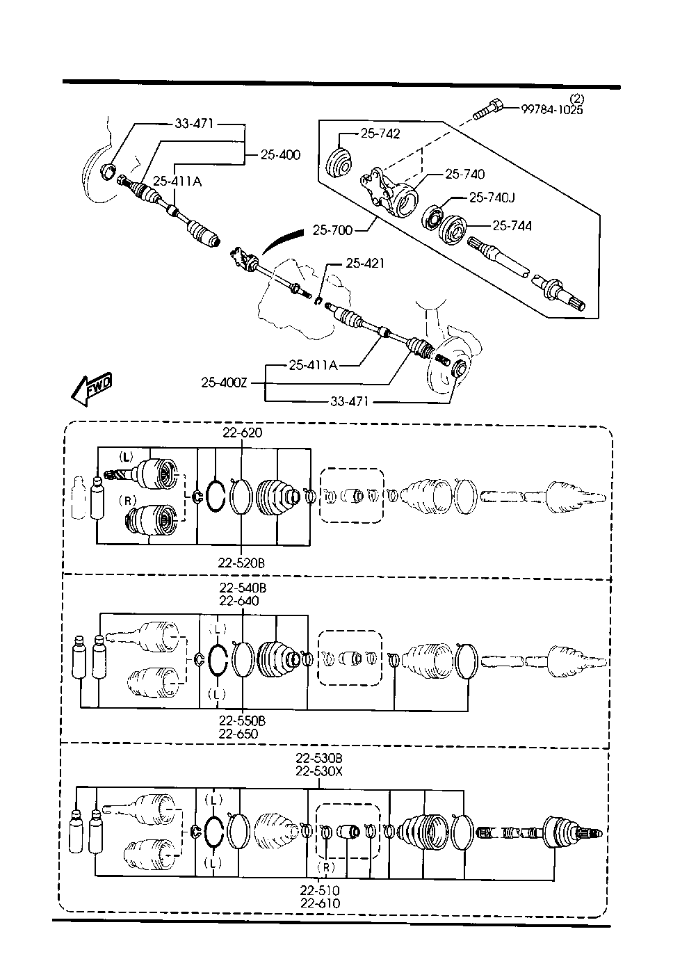 MAZDA FA51-22-520 - Šarnīru komplekts, Piedziņas vārpsta adetalas.lv