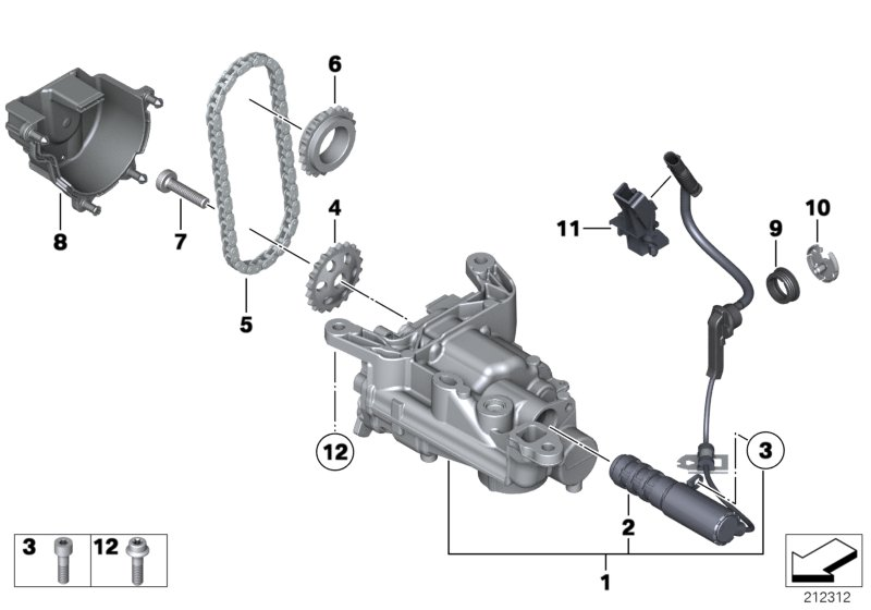 Mini 11 27 7 500 502 - Ķēdes komplekts, Eļļas sūkņa piedziņa adetalas.lv