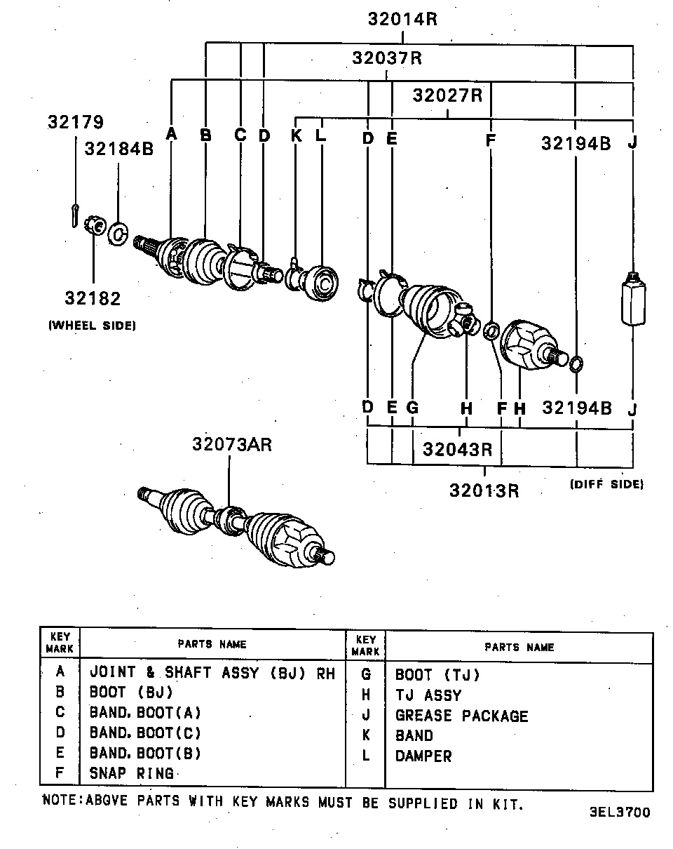 Mitsubishi MB526898 - Šarnīru komplekts, Piedziņas vārpsta adetalas.lv