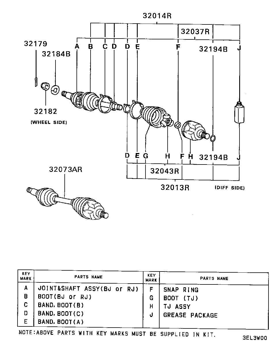 Mitsubishi MB526118 - Šarnīru komplekts, Piedziņas vārpsta adetalas.lv