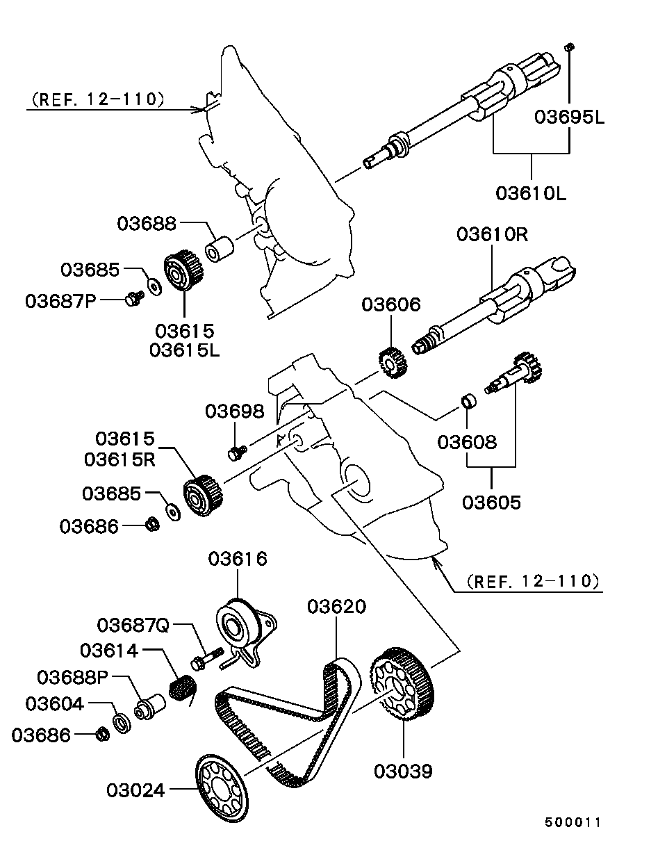 Hyundai MD050125 - Spriegotājrullītis, Gāzu sadales mehānisma piedziņas siksna adetalas.lv