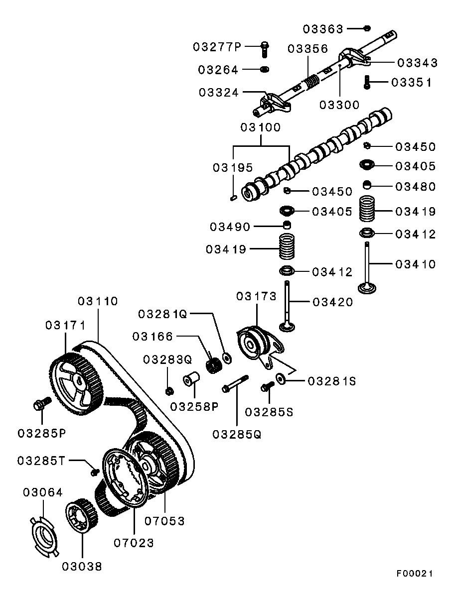 Mitsubishi MD329625 - Spriegotājrullītis, Gāzu sadales mehānisma piedziņas siksna adetalas.lv