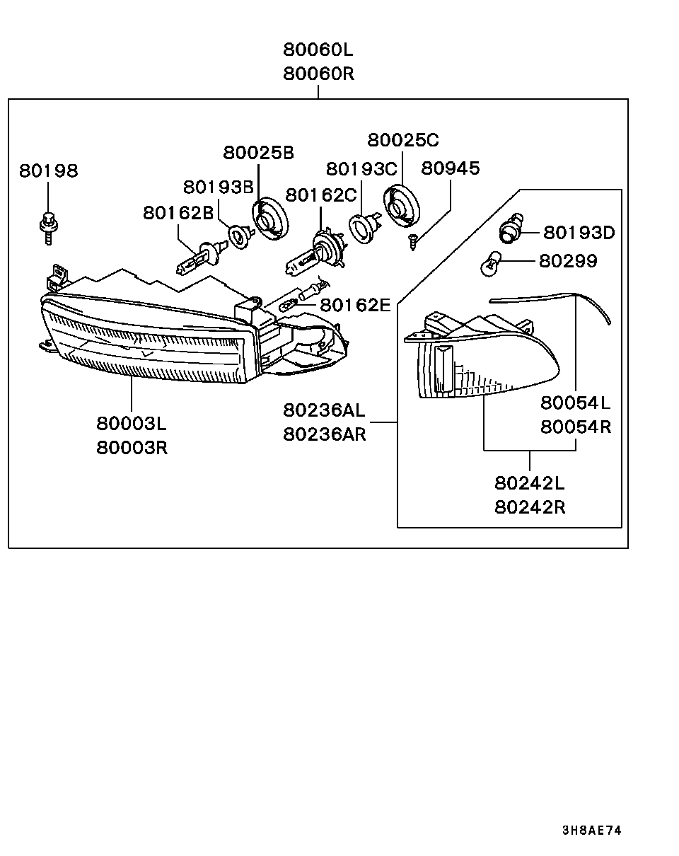 Mitsubishi MS820961 - Kvēlspuldze, Miglas lukturis adetalas.lv