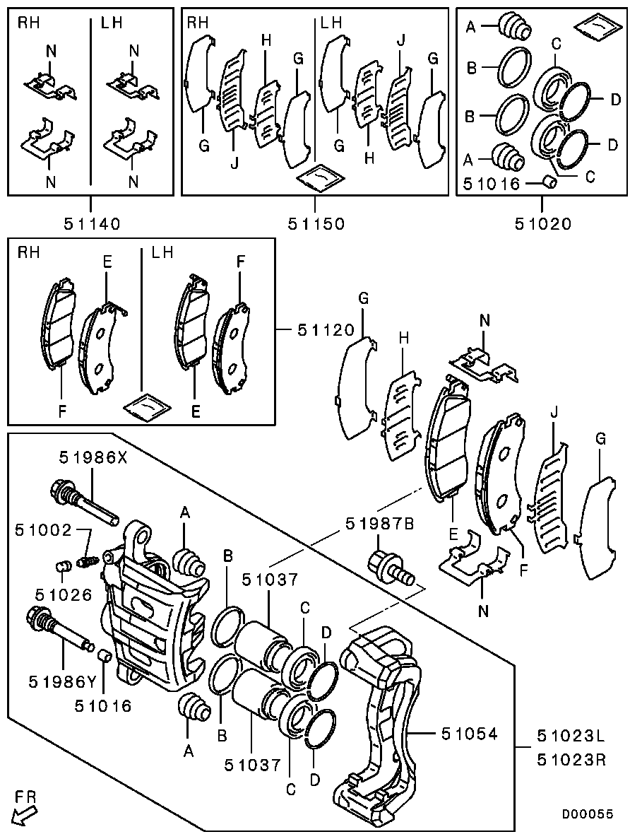 Chrysler MB857837 - Bremžu uzliku kompl., Disku bremzes adetalas.lv