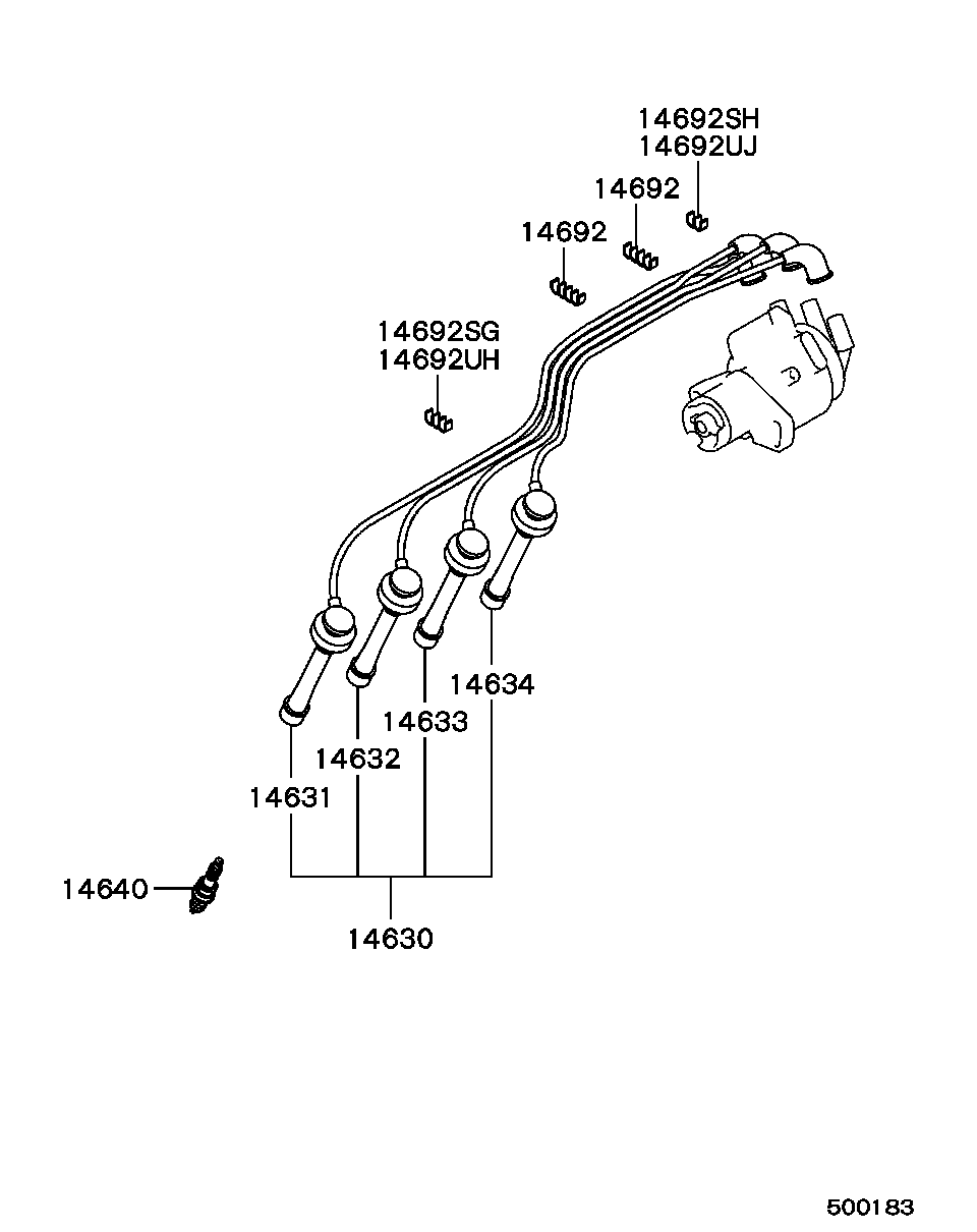 Mitsubishi MD 193 015 - Augstsprieguma vadu komplekts adetalas.lv