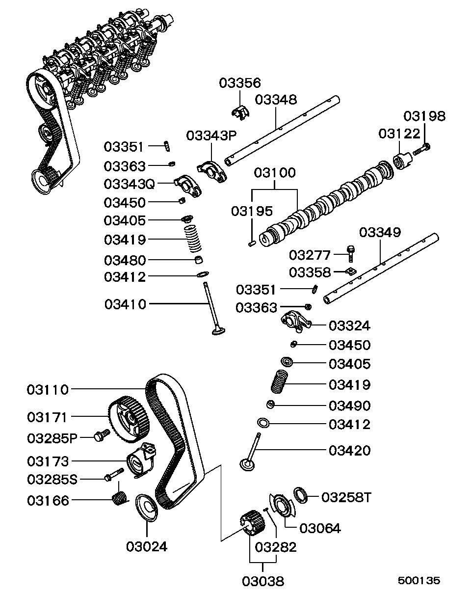 Mitsubishi MD320174 - Spriegotājrullītis, Gāzu sadales mehānisma piedziņas siksna adetalas.lv