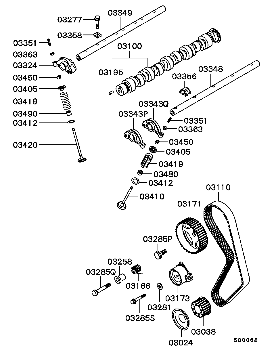 Mitsubishi MD175375 - Spriegotājrullītis, Gāzu sadales mehānisma piedziņas siksna adetalas.lv