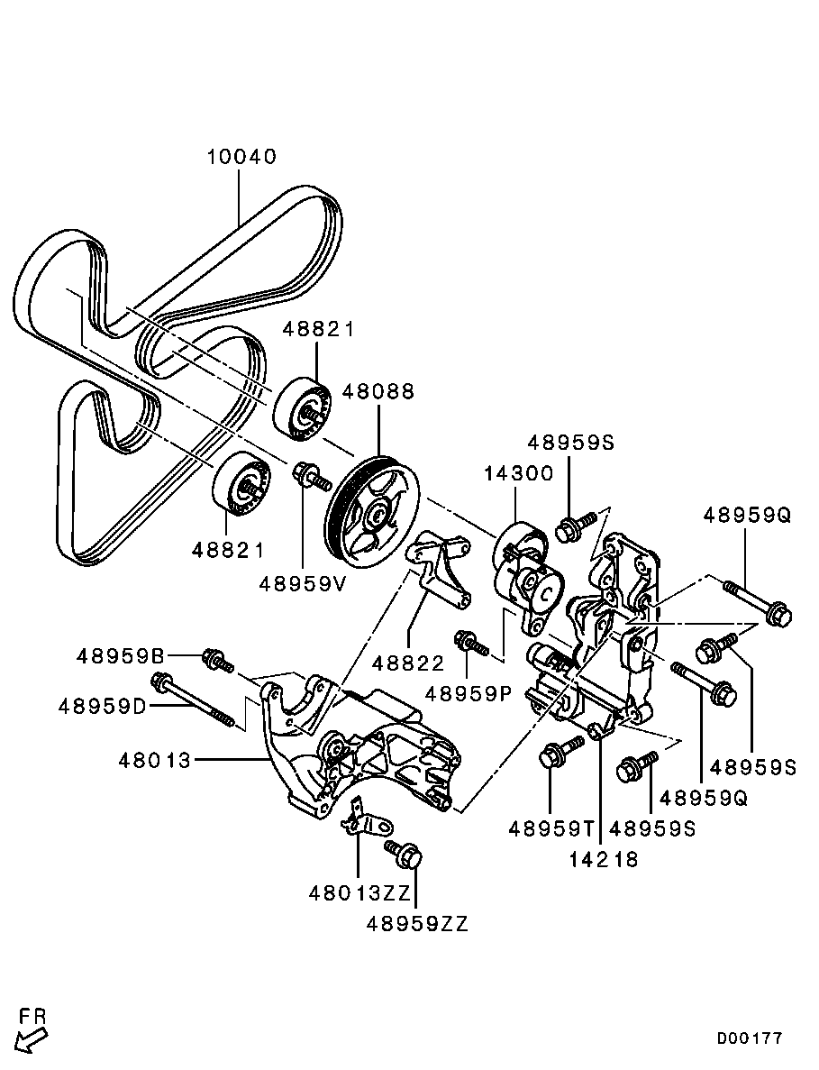 Mitsubishi 1345A059 - Parazīt / Vadrullītis, Ķīļrievu siksna adetalas.lv