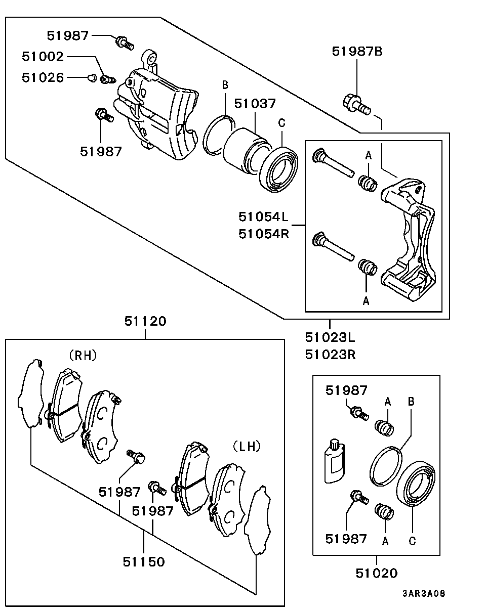 Mitsubishi MR249240 - Bremžu uzliku kompl., Disku bremzes adetalas.lv