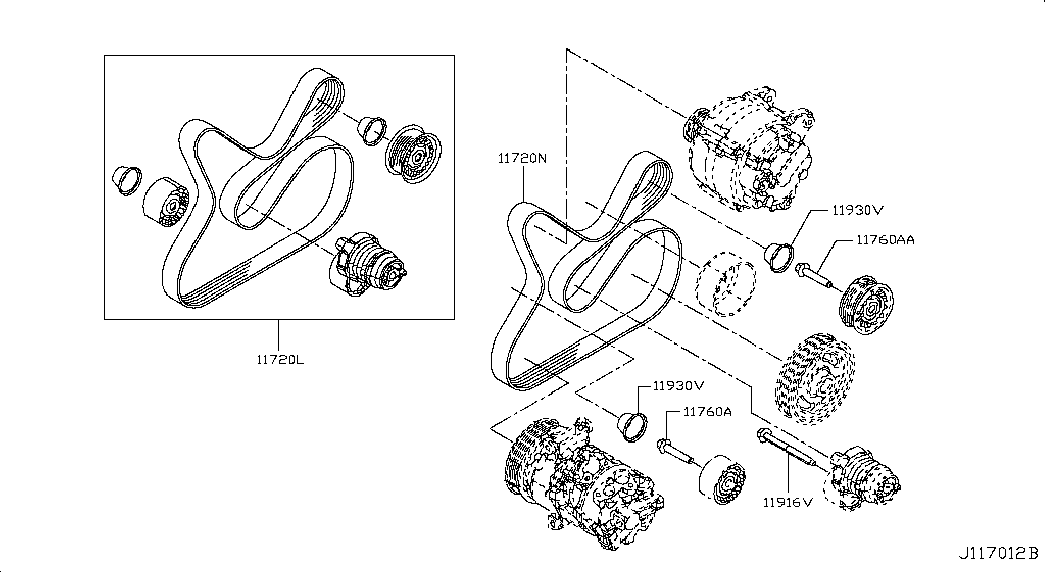 NISSAN 11720-00Q6G - Ķīļrievu siksnu komplekts adetalas.lv