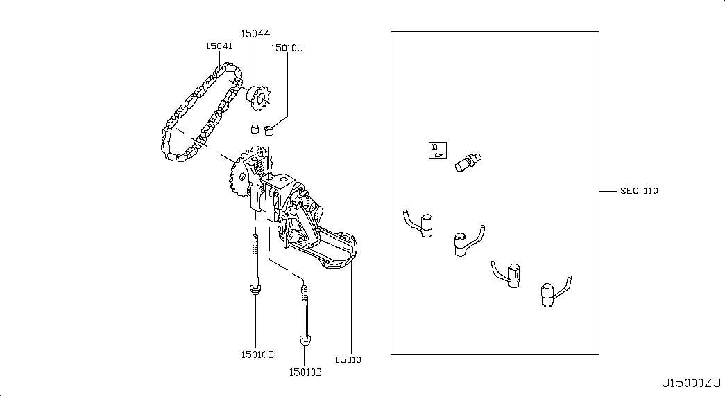 NISSAN 15041-00QAF - Ķēde, Eļļas sūkņa piedziņa adetalas.lv