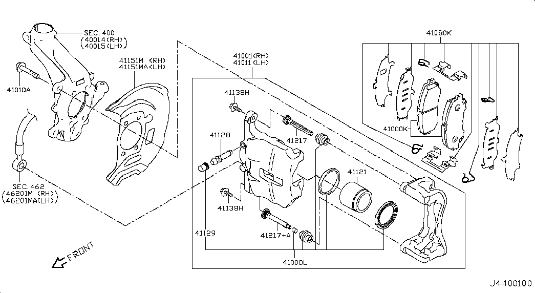 NISSAN D10604CA0A - Bremžu uzliku kompl., Disku bremzes adetalas.lv