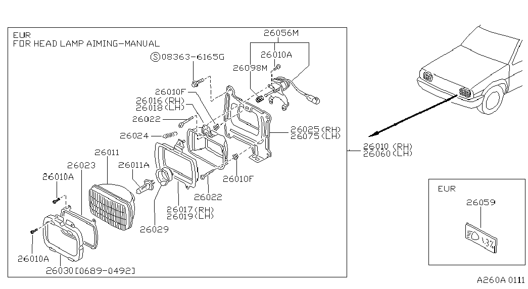 NISSAN 2629489905 - Kvēlspuldze, Miglas lukturis adetalas.lv