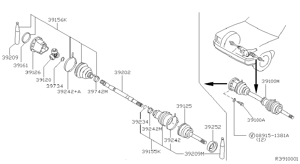 NISSAN 3924201E00 - Putekļusargs, Piedziņas vārpsta adetalas.lv