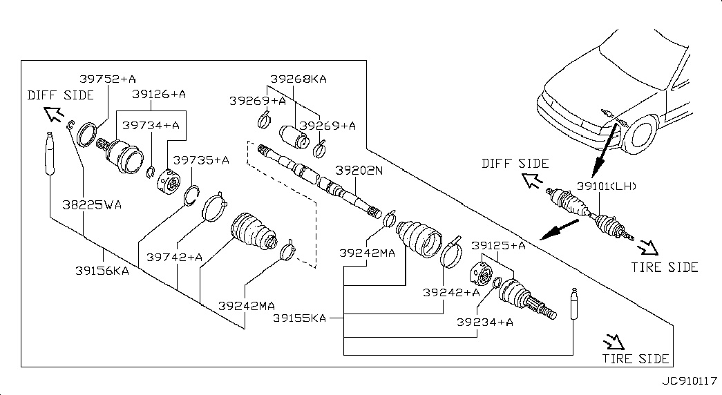 NISSAN 39741-55E85 - Putekļusargs, Piedziņas vārpsta adetalas.lv