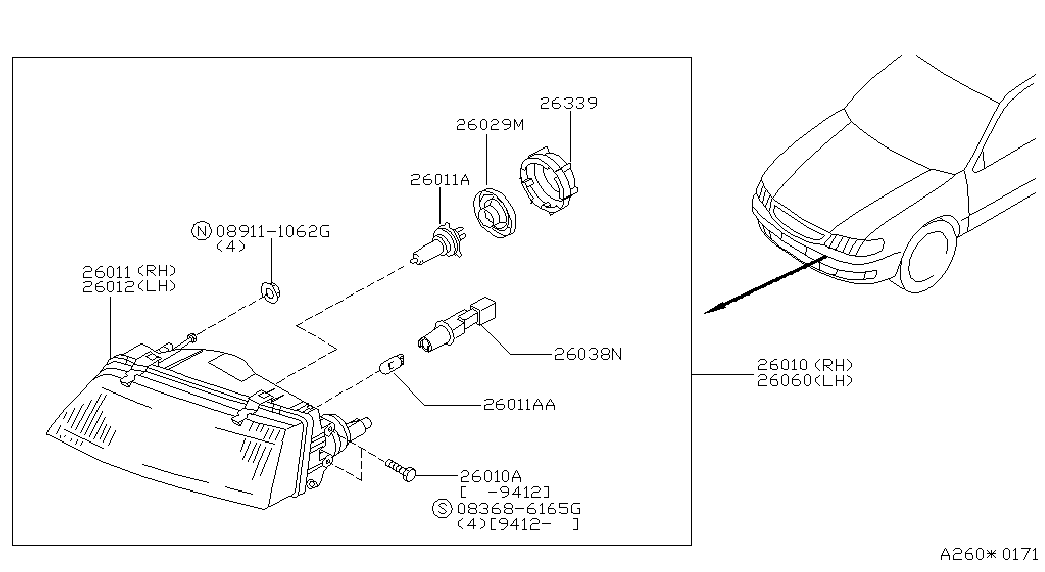 NISSAN 2629489900 - Kvēlspuldze, Miglas lukturis adetalas.lv