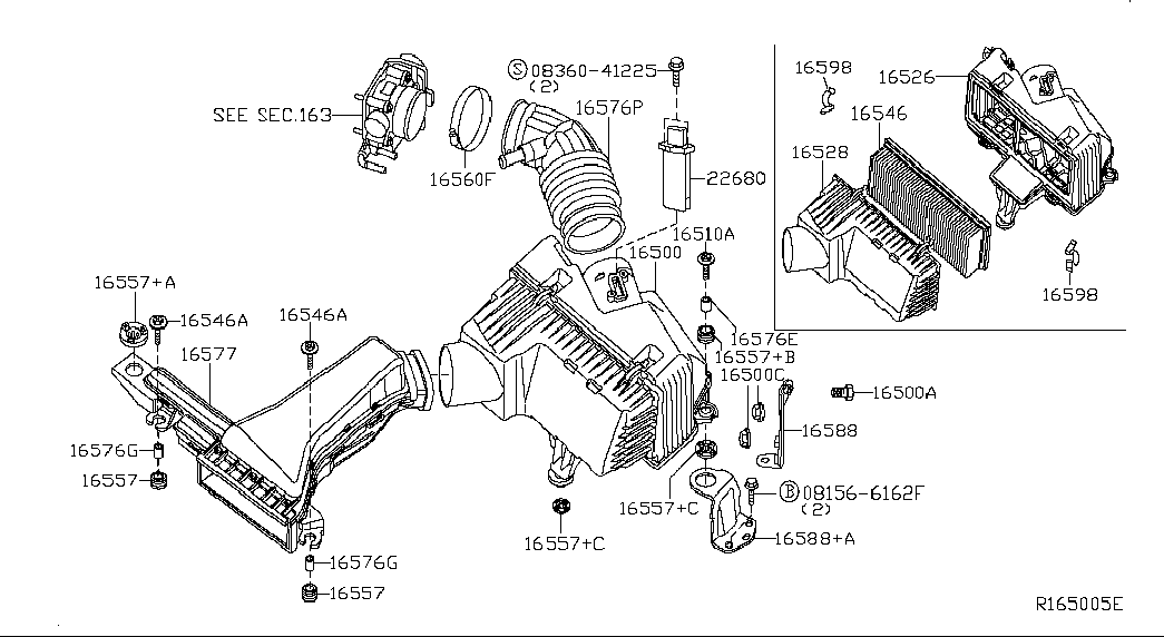 Subaru 165460Z000 - Gaisa filtrs adetalas.lv