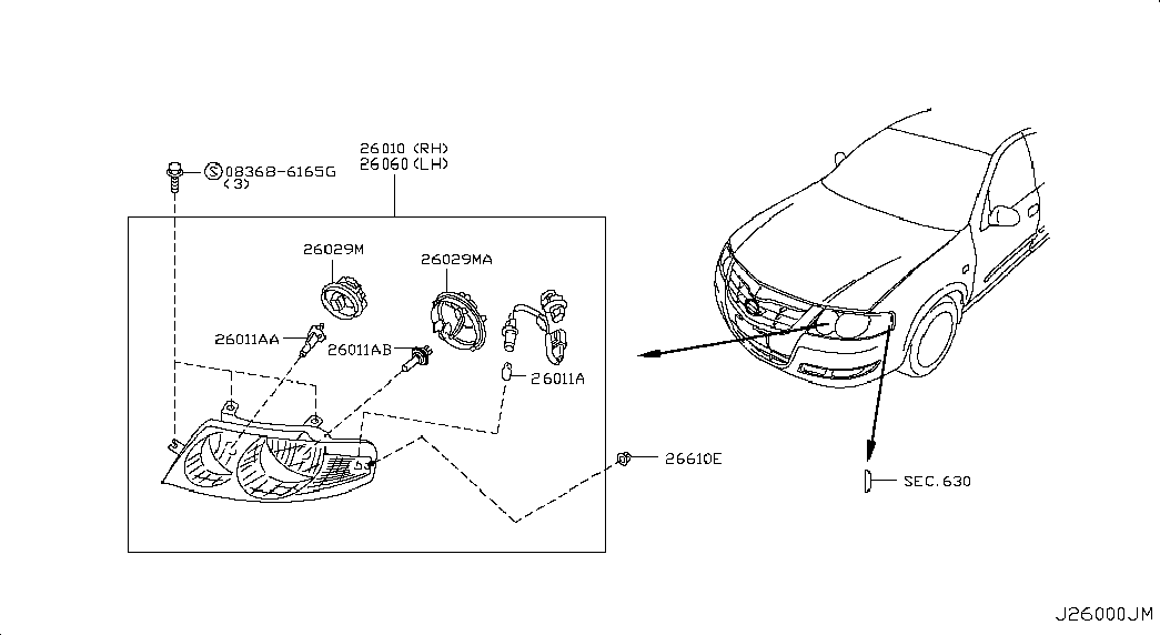 NISSAN 26291-95F0A - Kvēlspuldze, Lukturis ar automātisko stabilizācijas sistēmu adetalas.lv