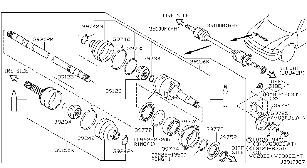 NISSAN 39241-8V125 - Putekļusargs, Piedziņas vārpsta adetalas.lv