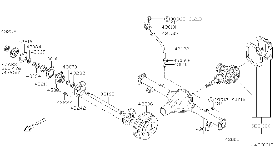 NISSAN 43232-01G00 - Riteņa rumbas gultņa komplekts adetalas.lv