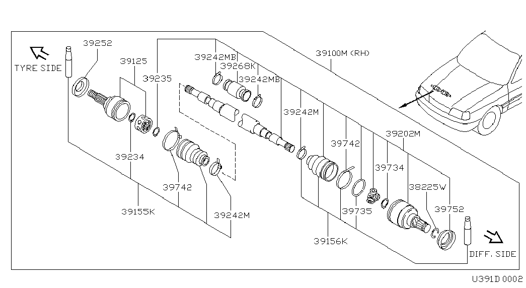 NISSAN 39741 73J25 - Putekļusargs, Piedziņas vārpsta adetalas.lv