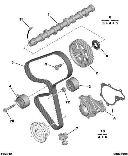 PEUGEOT 0829.88 - Spriegotājrullītis, Gāzu sadales mehānisma piedziņas siksna adetalas.lv